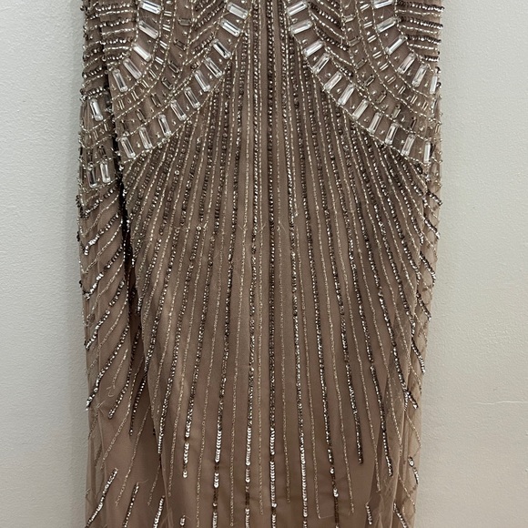 Beaded Champagne Evening Gown - Women's Formal Dress - Picture 6 of 11